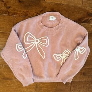 Zara Pink Sweater with White Bow Details